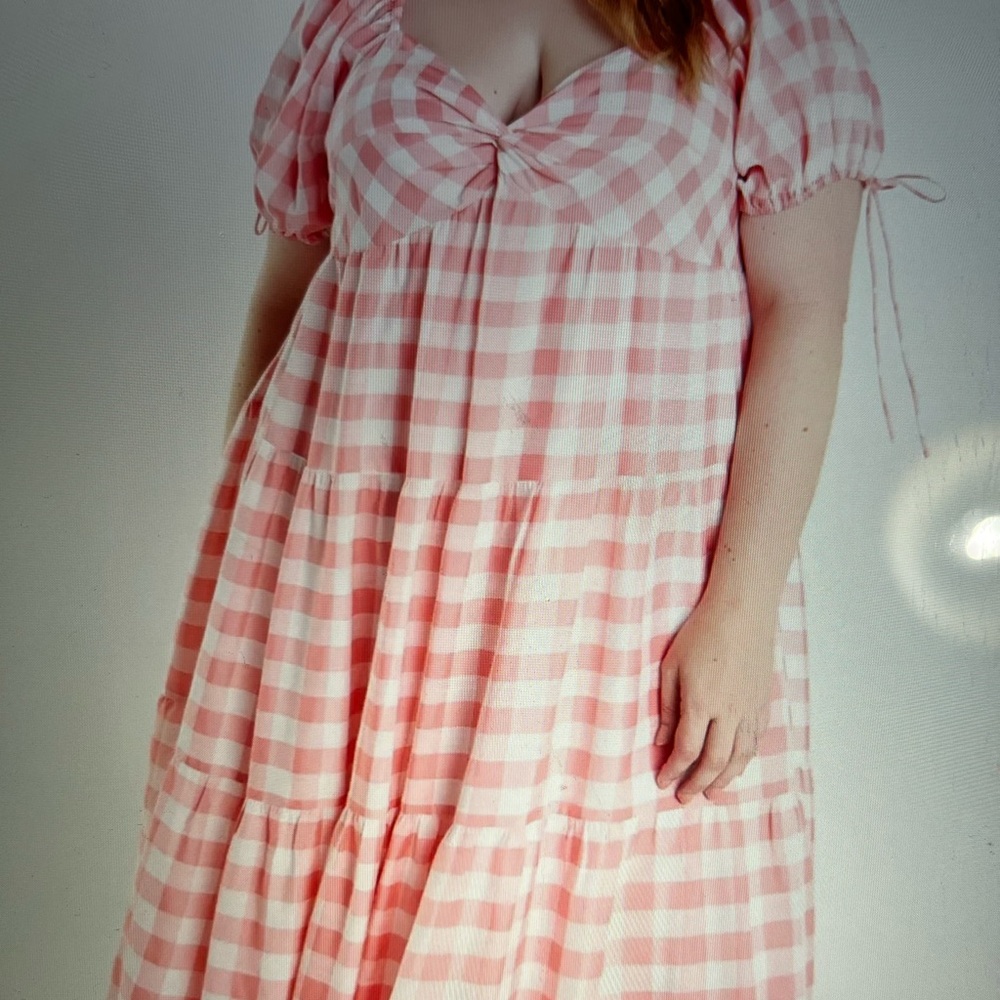 English Factory Pink Gingham Maxi Dress